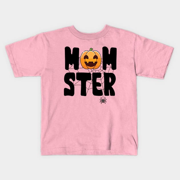 Mom-ster Pumpkin Kids T-Shirt by CanossaGraphics